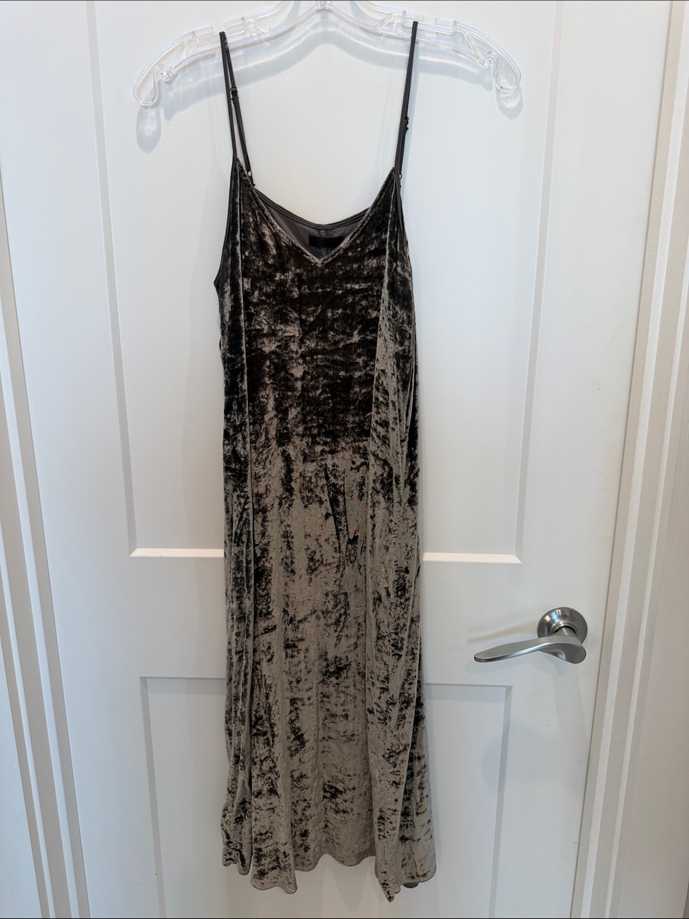 ATM Anthony Thomas Melillo Pewter Velvet Midi Slip Dress